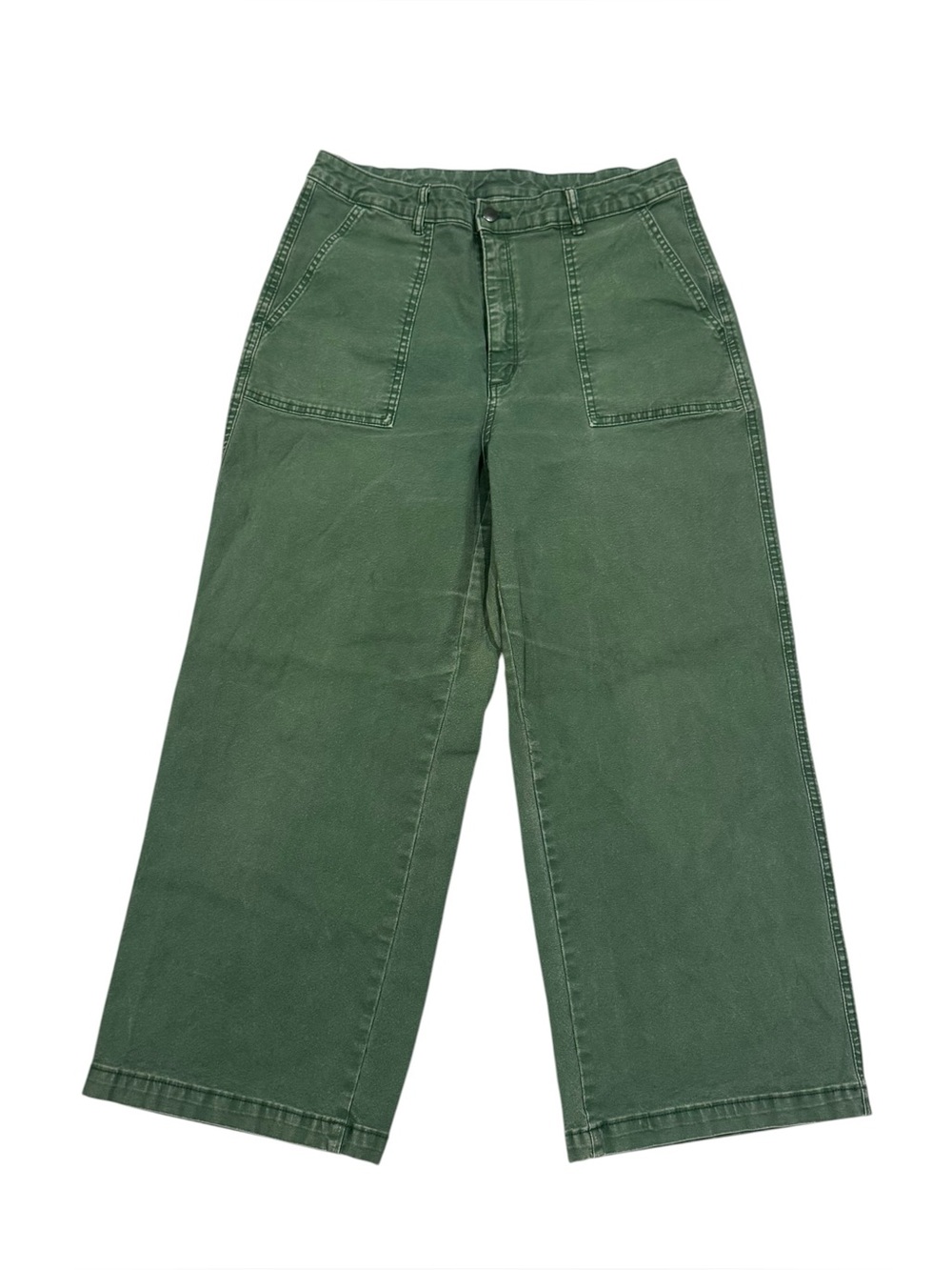 Universal Thread Green Denim High Waist Wide Leg Ankle Jeans Pants 14 32